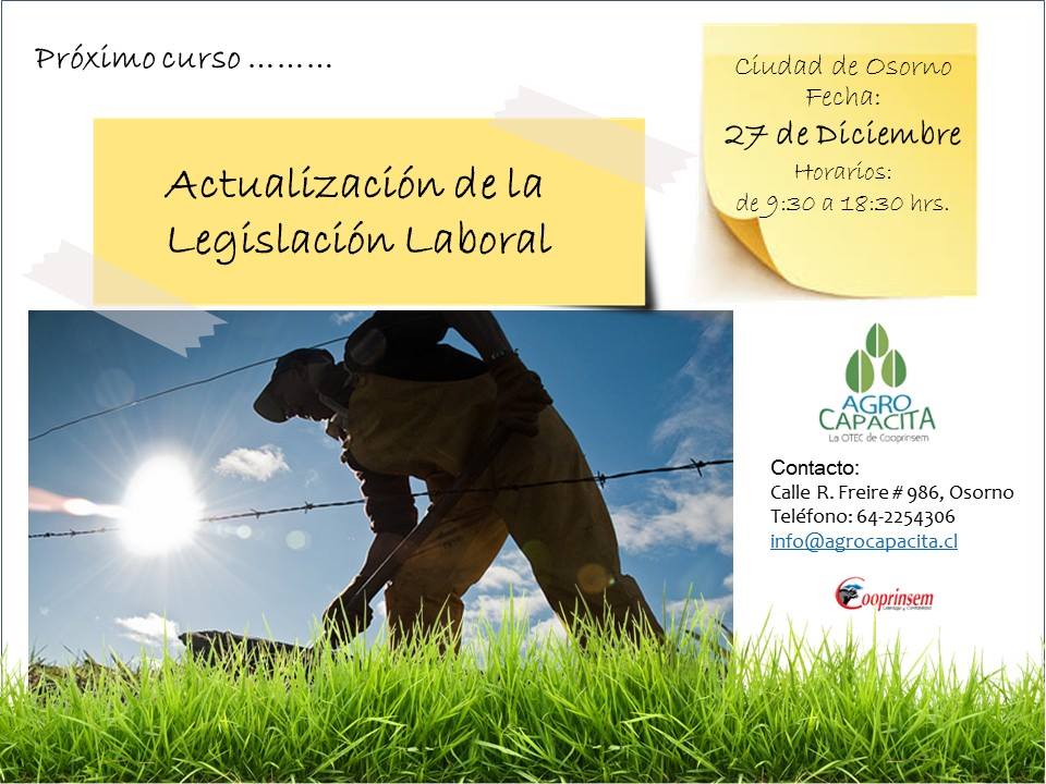 You are currently viewing Curso Actualización de la Legislación Laboral, con Nuevos Temas como: Contratación de extranjeros, carga máxima, discapacitados, semana bisemanal, otros.