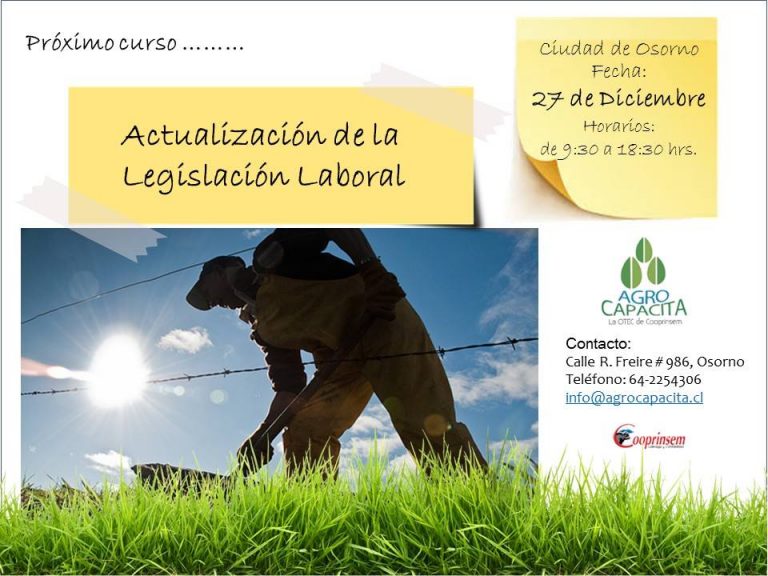 Curso Actualización de la Legislación Laboral, con Nuevos Temas como: Contratación de extranjeros, carga máxima, discapacitados, semana bisemanal, otros.
